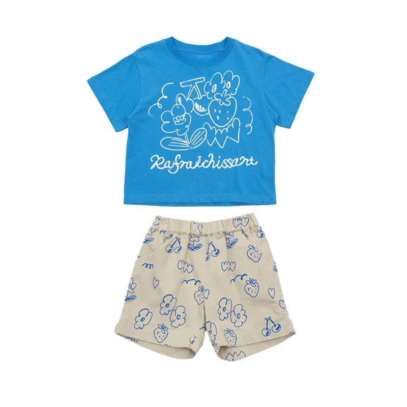 2024 Summer Baby Boy Clothes Set Fashion Cartoon Print Cotton T - shirt Shorts Hooded Cardigan Boy Girl Sports Set Kids Clothes - JAC