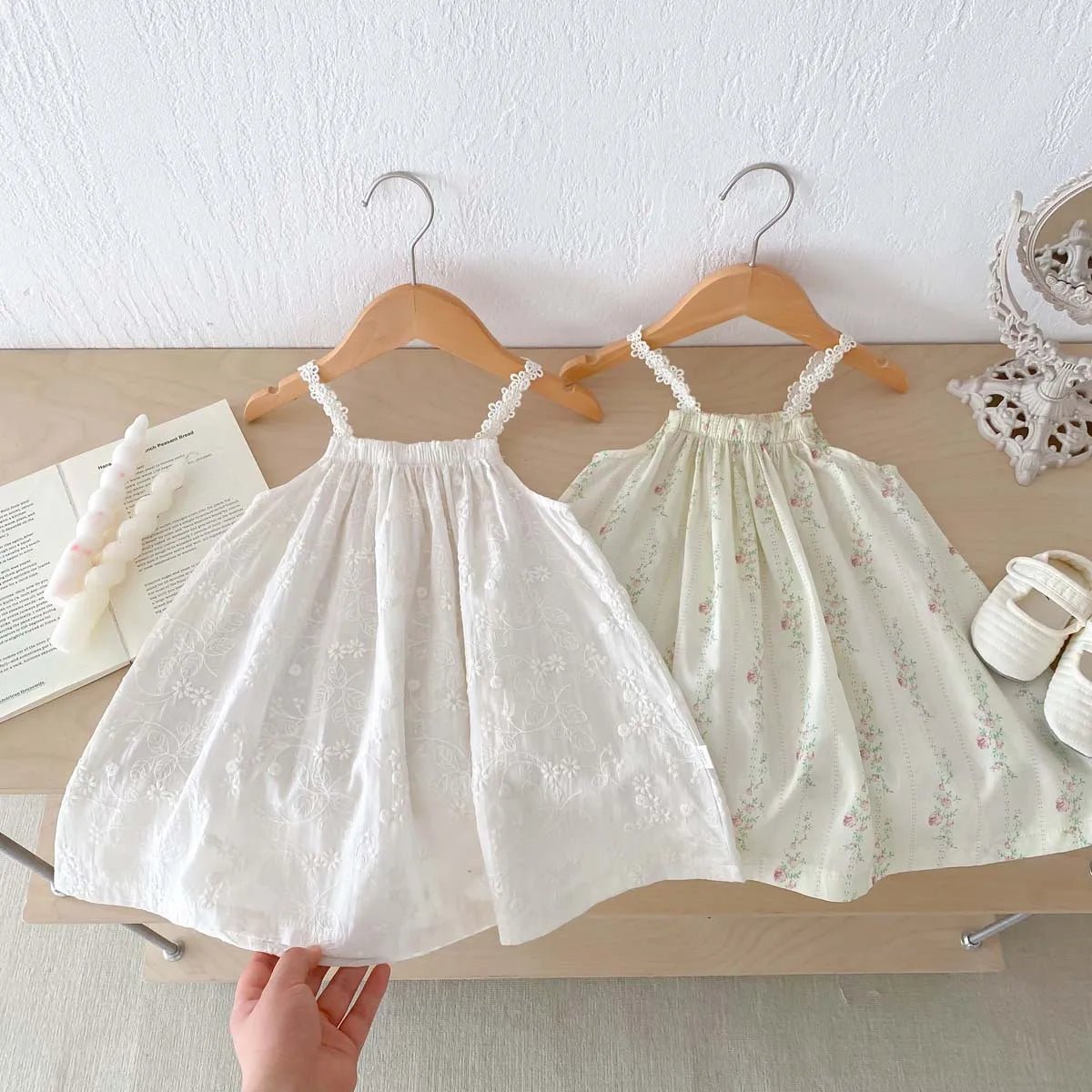 2024 Summer New Girl Baby Floral Print Suspenders Princess Dress Fashion Children Embrodiery Flower Cotton Sleeveless Dresses - JAC