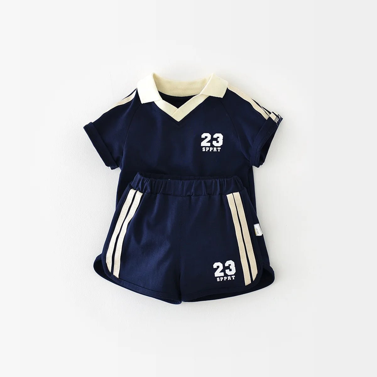 22062 Baby Clothing Set 2024 Summer New Short Sleeve Baby Boy's Sports Suit College T - shirt +Short Casual Two - piece Suit - JAC