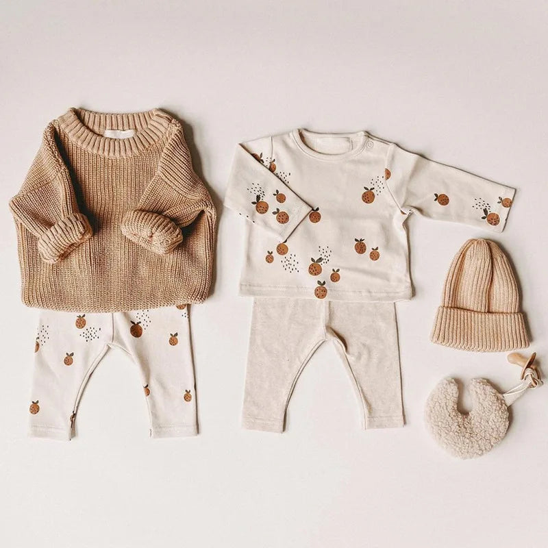 Baby Long Sleeve Cotton Top & Leggings Set | Newborn & Toddler Two Piece Set 