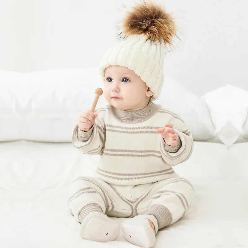 Baby Grey Stripe Knit Jumper & Joggers | Newborn & Toddler Knitwear