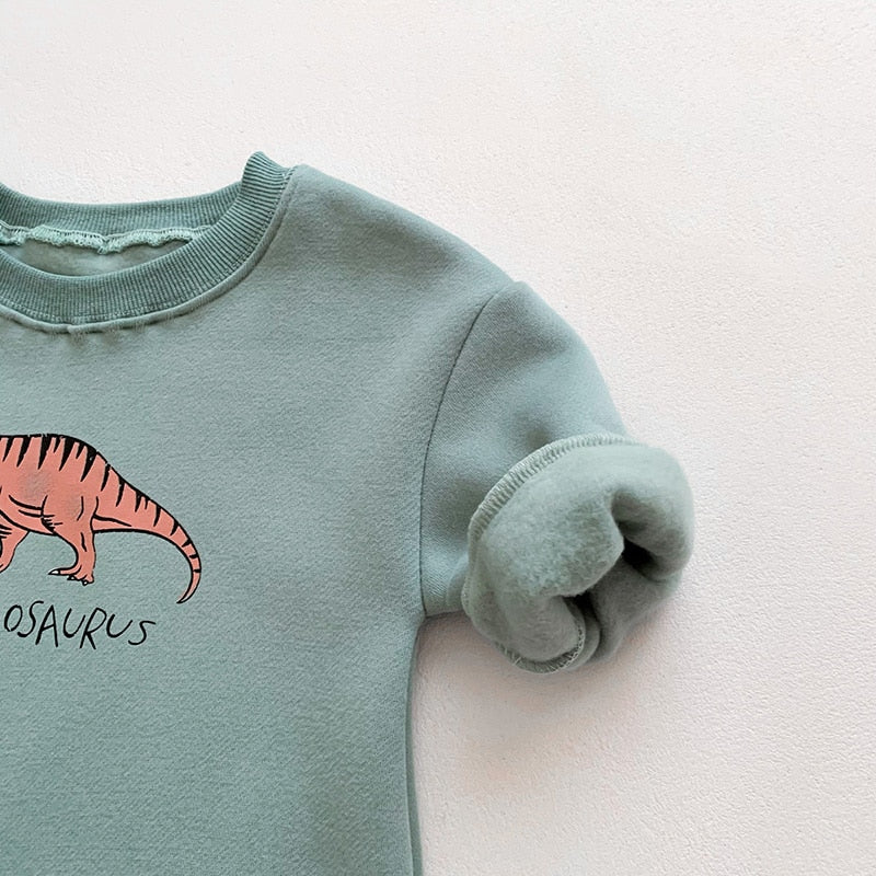 Dinosaur Thick Sweatshirt Full Length Romper - JAC