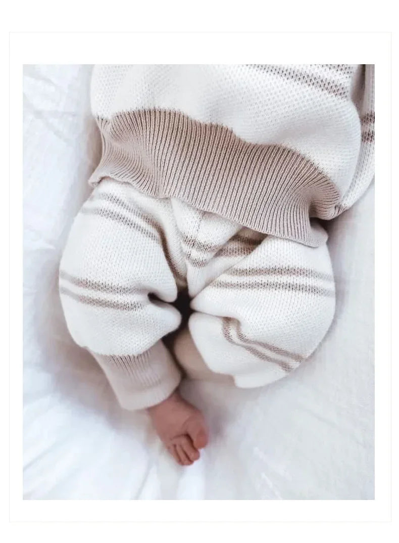 Baby Grey Stripe Knit Jumper & Joggers | Newborn & Toddler Knitwear