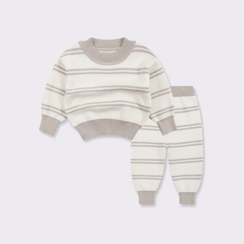 Baby Grey Stripe Knit Jumper & Joggers | Newborn & Toddler Knitwear