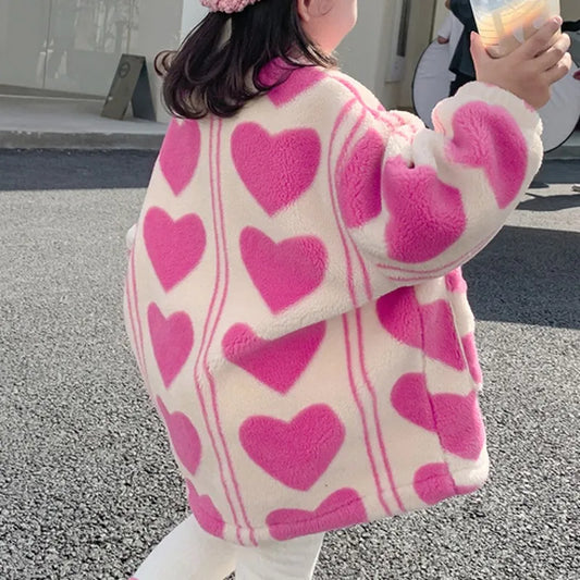 Girls Love Heart Girls Pink Zip Up Fleece | Kids Coats & Jackets