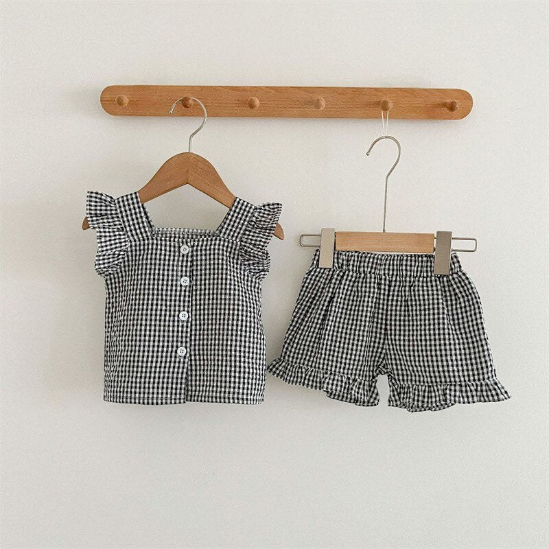 Adorable Apricot Plaid Baby Girl Outfit - JAC