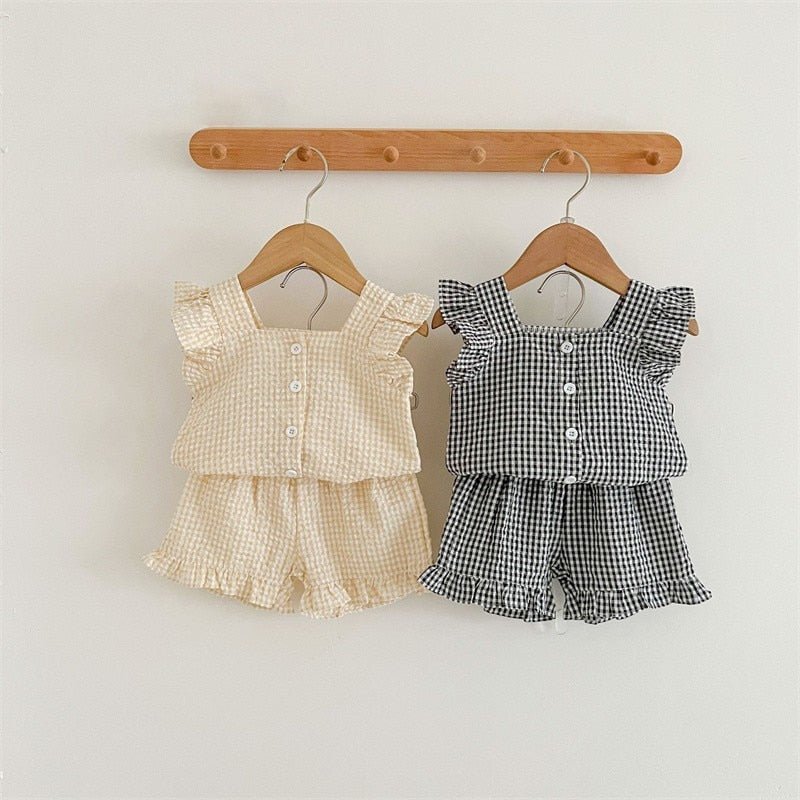 Adorable Apricot Plaid Baby Girl Outfit - JAC