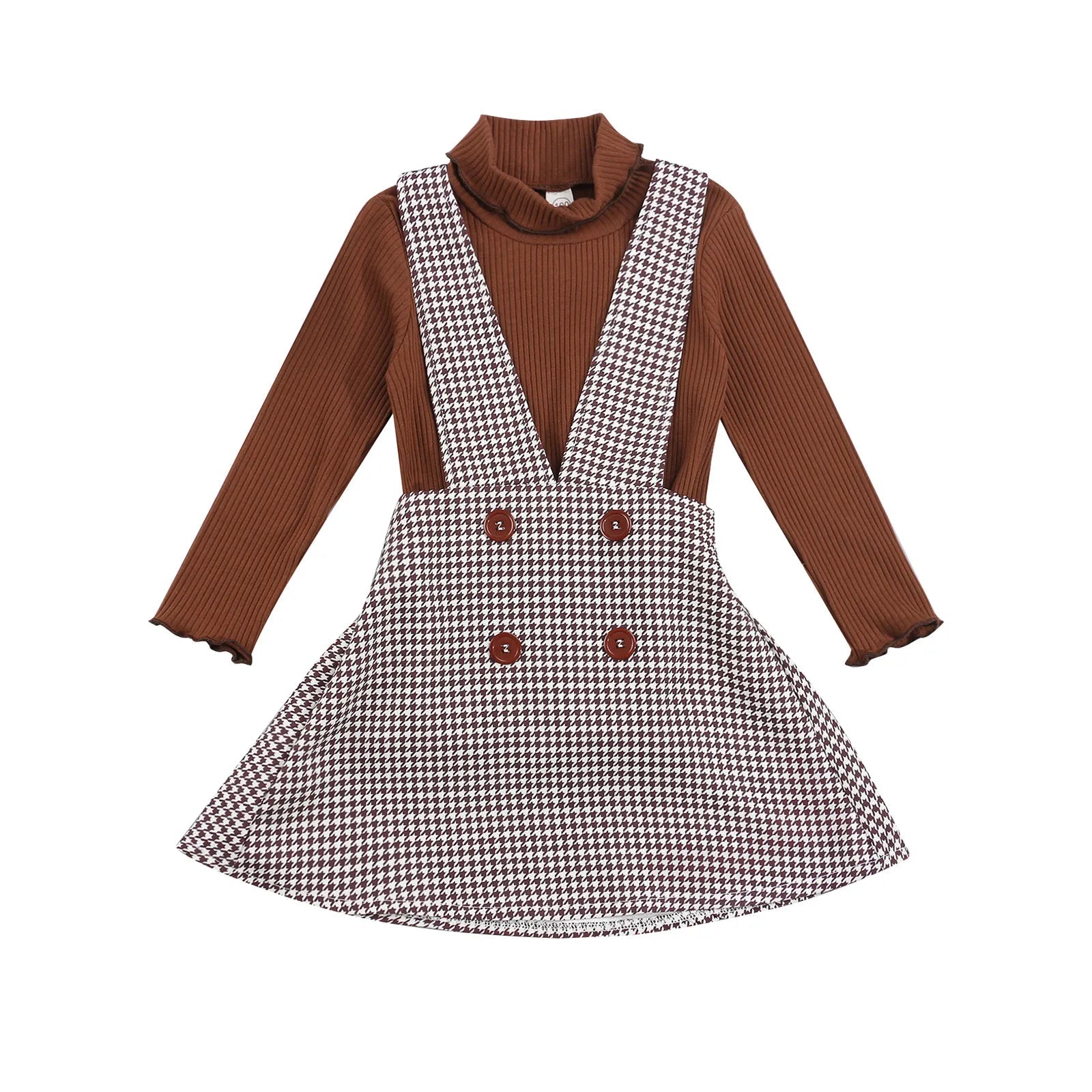 Autumn Chic Girls 2 - Piece Turtleneck Top and Plaid Suspender Skirt Set for Kids 1 - 6Y - JAC