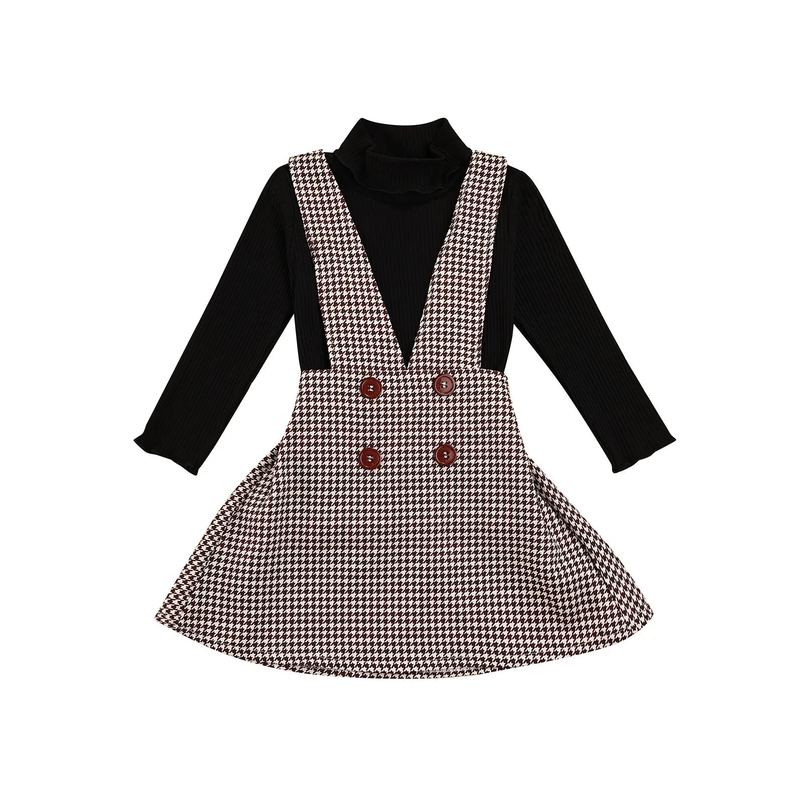 Autumn Chic Girls 2 - Piece Turtleneck Top and Plaid Suspender Skirt Set for Kids 1 - 6Y - JAC