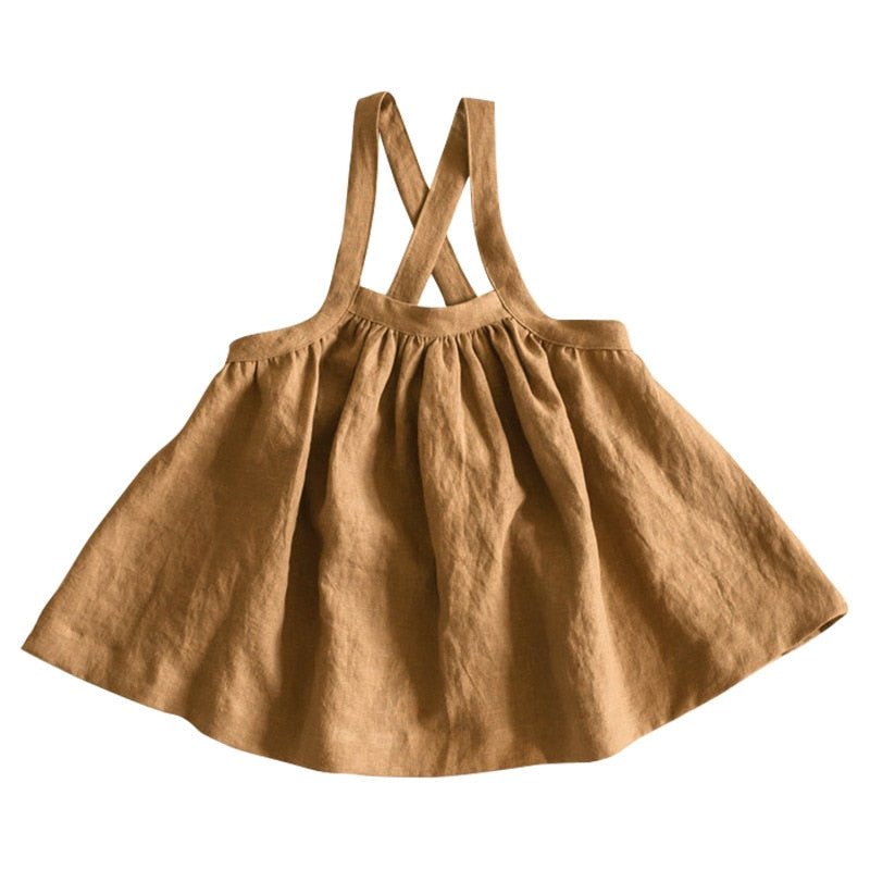 Autumn Princess Linen Puffy Skirt for Girls - Adjustable Straps, Casual and Chic - JAC