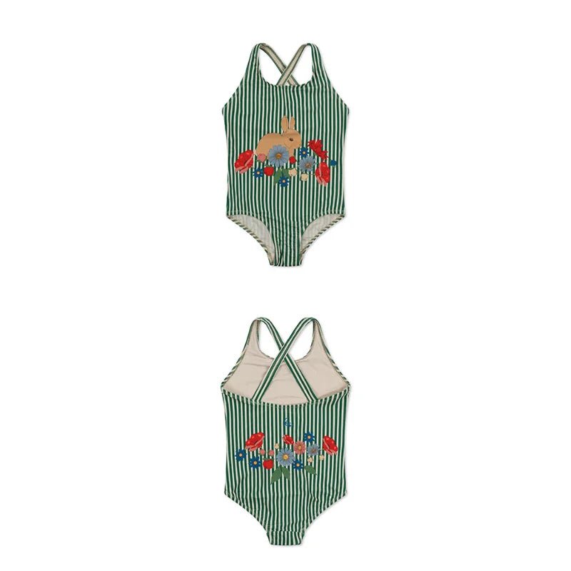 Baby Girls Swimwears Summer Sleeveless Swimsuit Kids One - piece Pajama Set Toddler Girls Sunscreen Green Bodysuits Bikini Suits - JAC