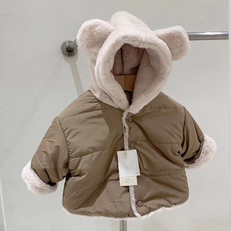 Bear Fur Hooded Children's Coat in Camel - JAC