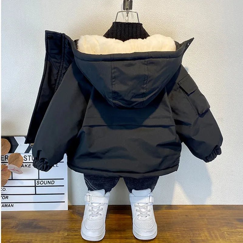 Black Hooded Cotton Parka for Boys - Winter Outerwear Kids Coat 3 - 8 Years XMP323 - JAC