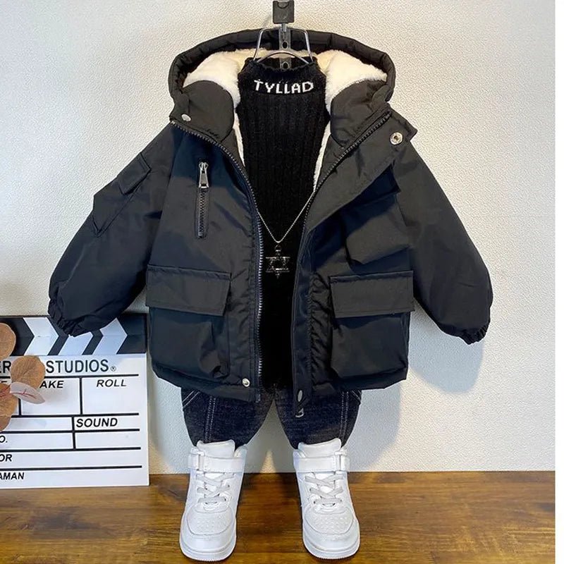 Black Hooded Cotton Parka for Boys - Winter Outerwear Kids Coat 3 - 8 Years XMP323 - JAC