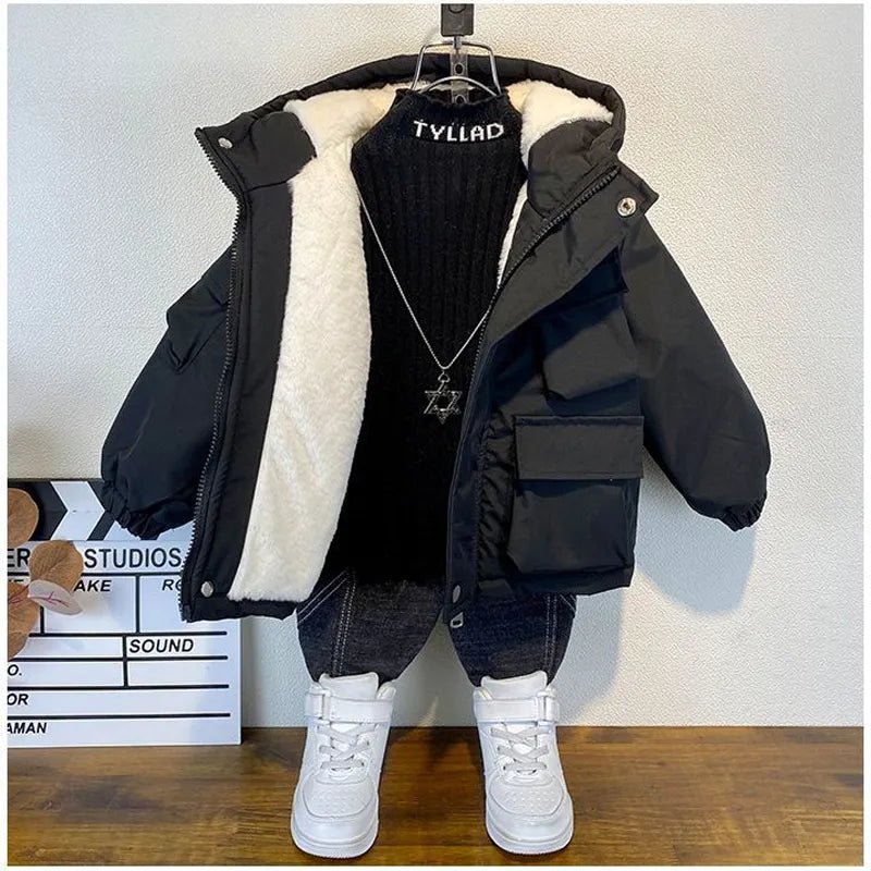 Black Hooded Cotton Parka for Boys - Winter Outerwear Kids Coat 3 - 8 Years XMP323 - JAC