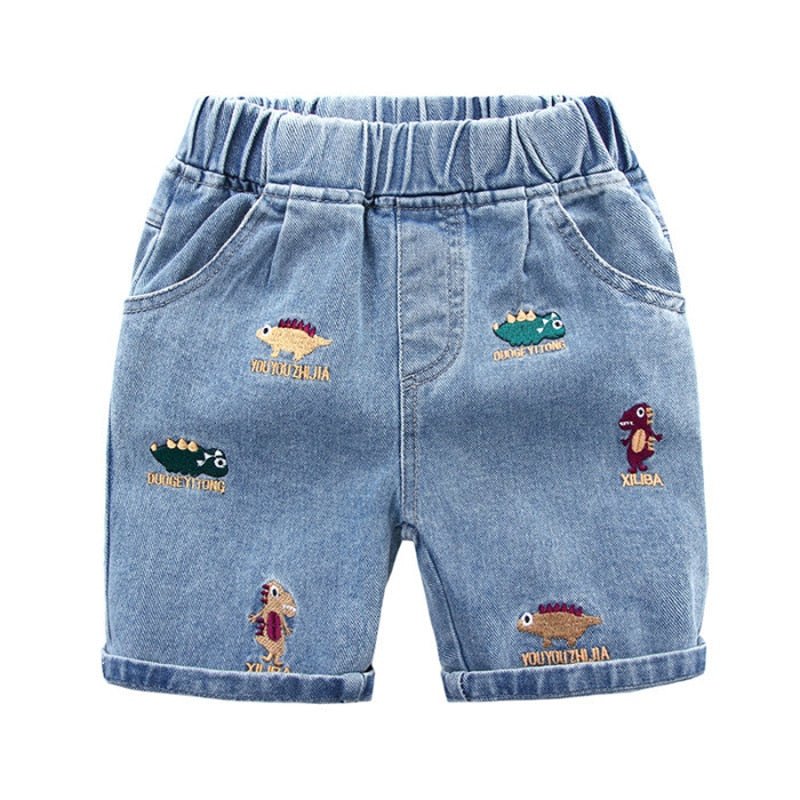 Blue Denim Elastic Waist Shorts for Boys - JAC