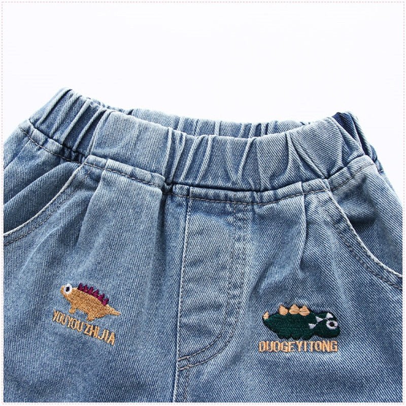 Blue Denim Elastic Waist Shorts for Boys - JAC