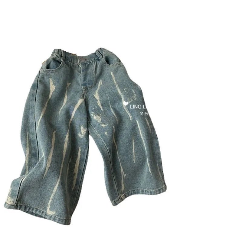 Blue Tie - Dye Loose - Fit Jeans for Girls - JAC