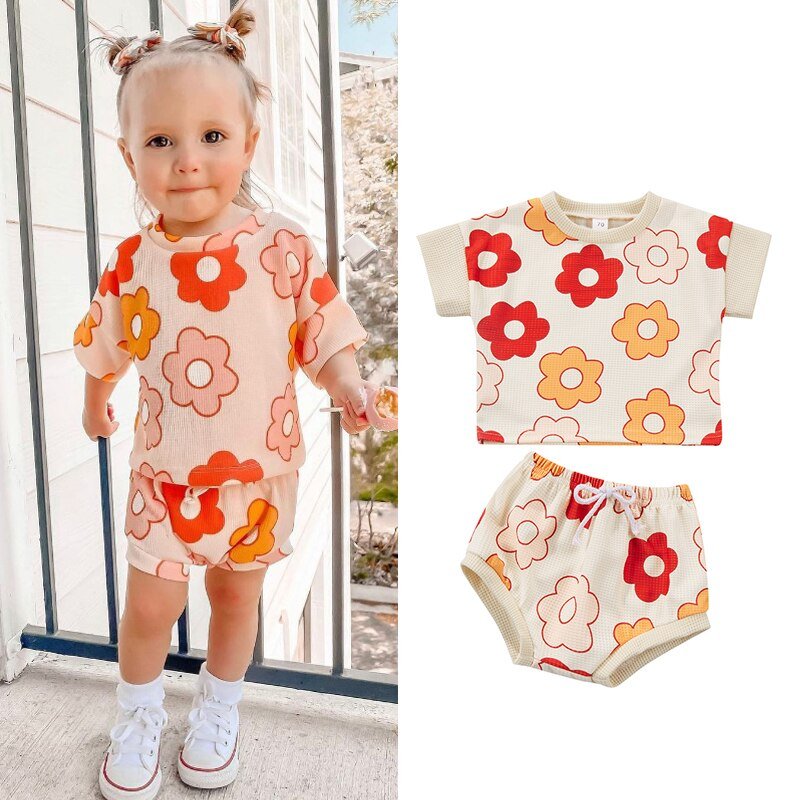 Bold Floral Baby Girl's Tee and Shorts Set - Sizes 6 Months to 4 Years - JAC