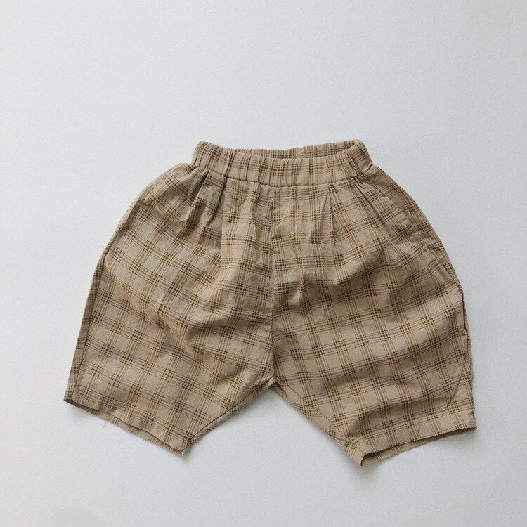 Checkered Shirt and Shorts Set for Boys - Cotton and Linen Blend - JAC