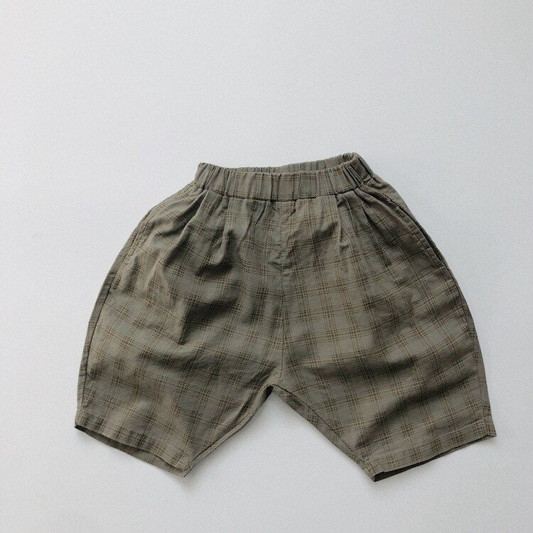 Checkered Shirt and Shorts Set for Boys - Cotton and Linen Blend - JAC