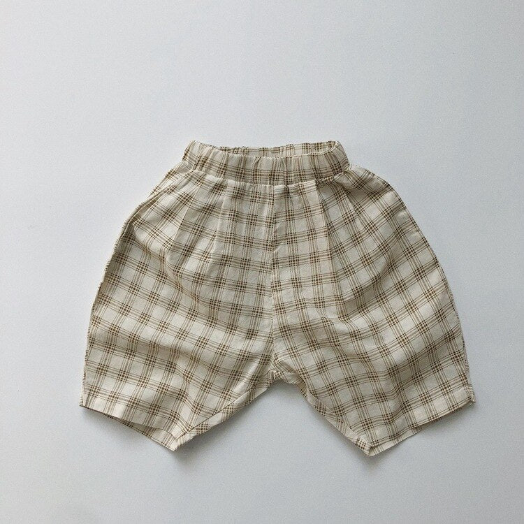 Checkered Shirt and Shorts Set for Boys - Cotton and Linen Blend - JAC