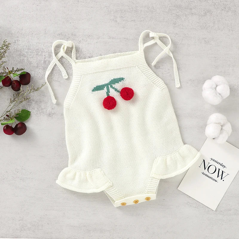 Cherry Ruffle Knit Bodysuit for Baby Girls - JAC