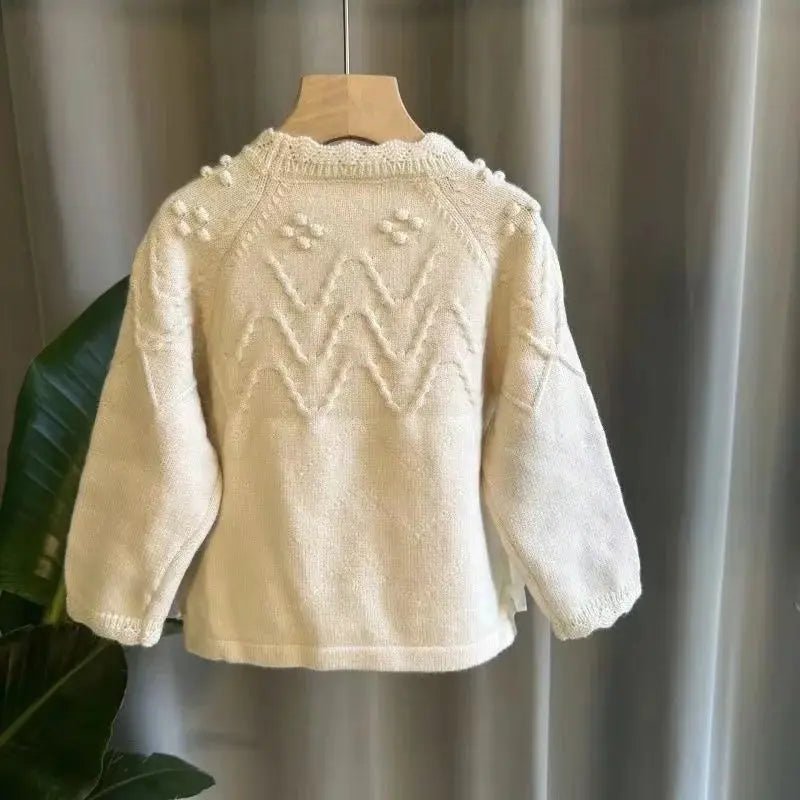 Children's Floral Lace Pullover Sweater - Stylish Kids Knit Top - JAC