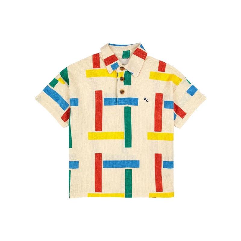 Color Block Polo Shirt and Shorts Matching Set - JAC