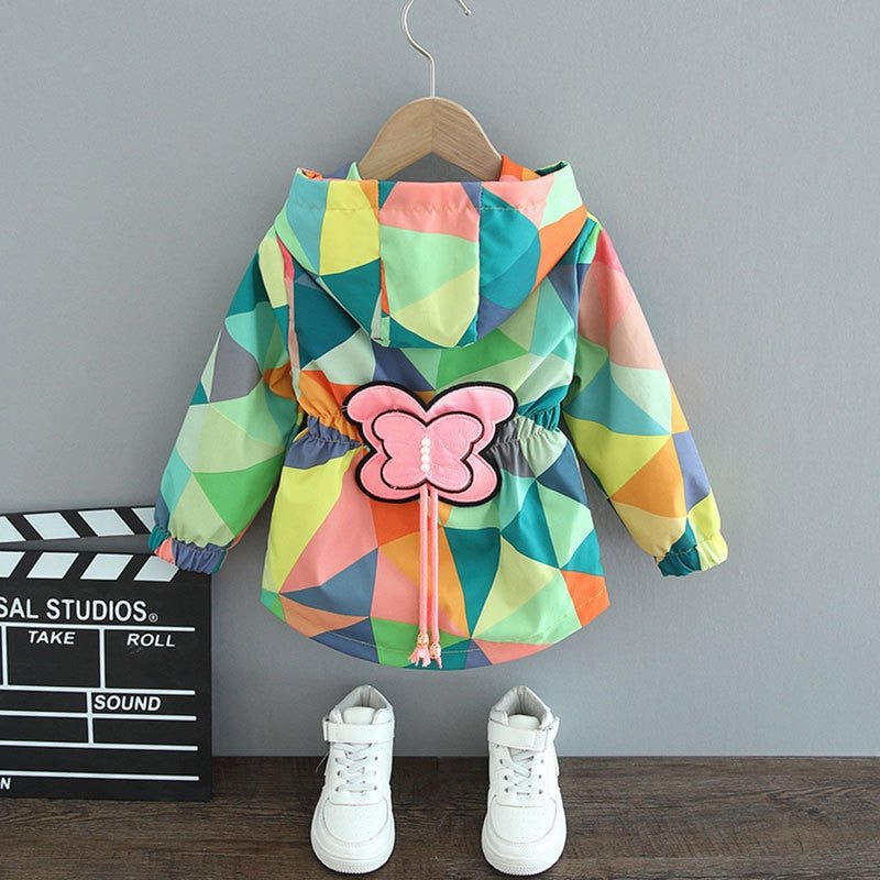 Colorful Butterfly Rain Hooded Coat for Kids - JAC