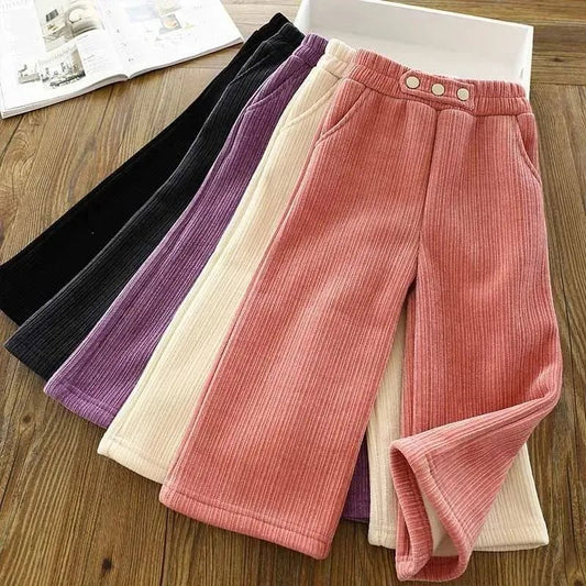 Corduroy Flare Pants with Fleece Lining - JAC