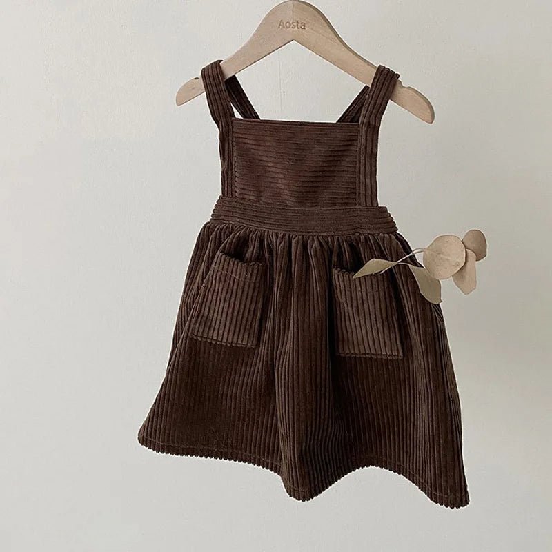 Corduroy Pinafore Dress Set with Knit Top for Girls - JAC