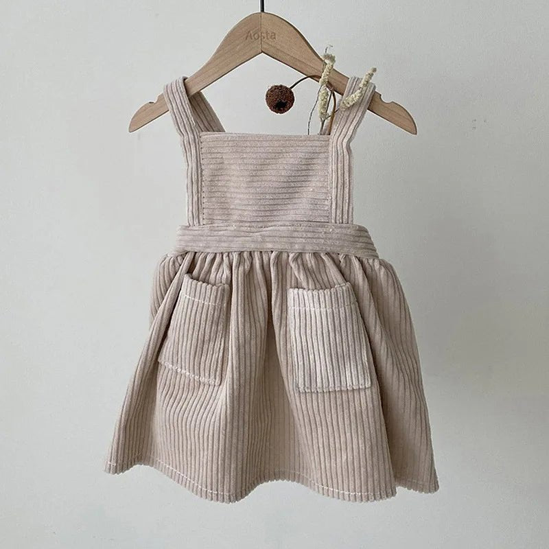 Corduroy Pinafore Dress Set with Knit Top for Girls - JAC