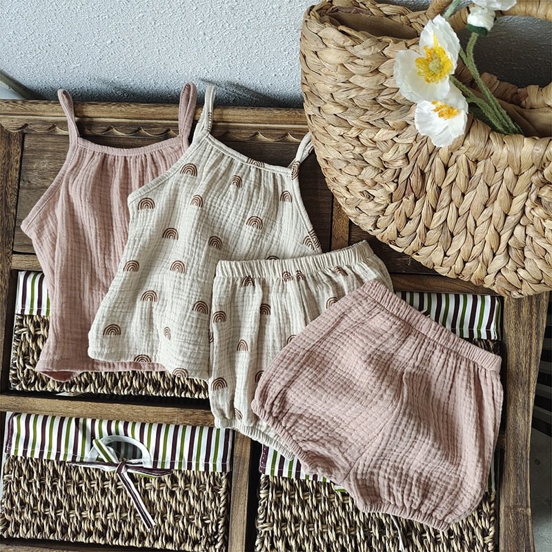 Cotton Vest Top and Bloomer Shorts Set for Toddlers - Summer Coordinated Outfit - JAC