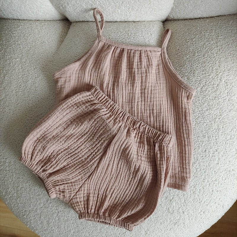 Cotton Vest Top and Bloomer Shorts Set for Toddlers - Summer Coordinated Outfit - JAC