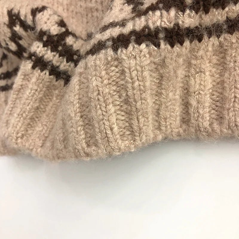 Cozy Beige High Neck Knit Sweater for Boys - JAC