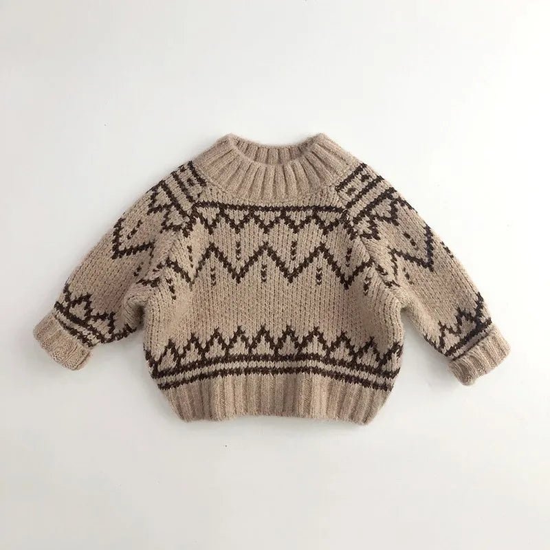 Cozy Beige High Neck Knit Sweater for Boys - JAC