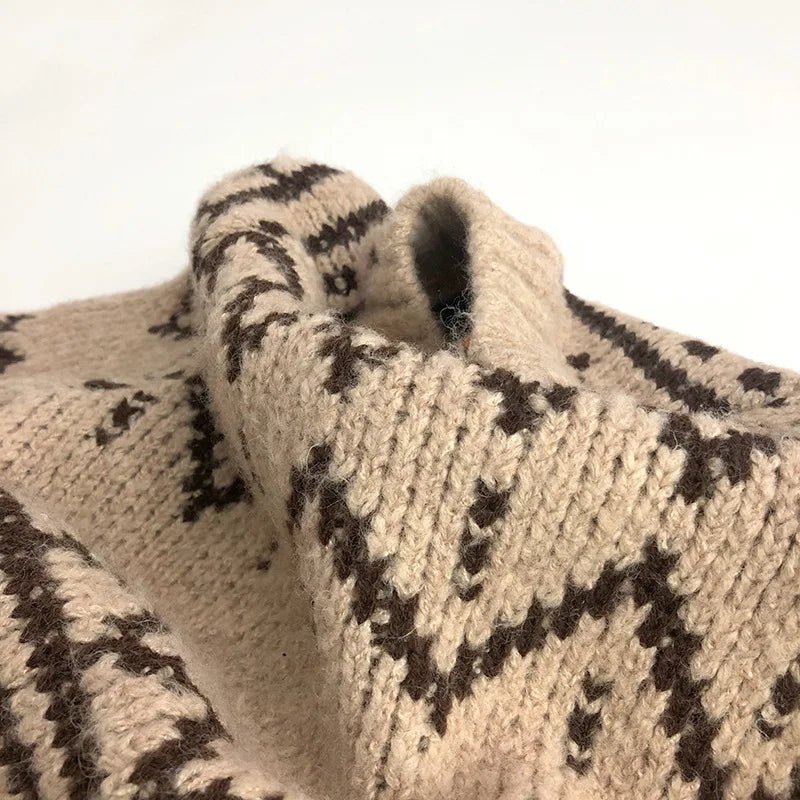 Cozy Beige High Neck Knit Sweater for Boys - JAC