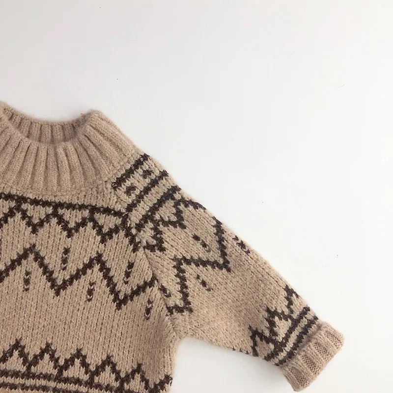 Cozy Beige High Neck Knit Sweater for Boys - JAC