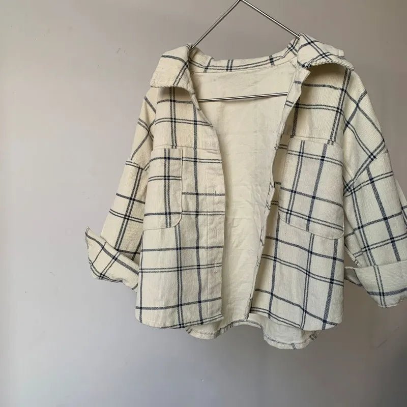 Cozy Cream & Grey Checked Flannel Shirt for Boys - JAC