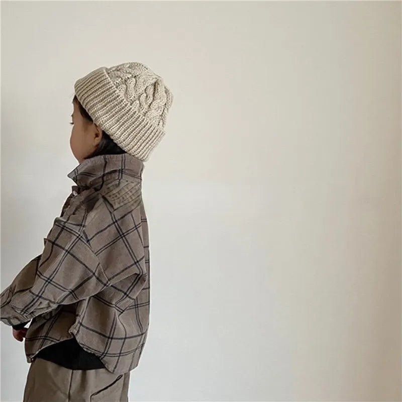 Cozy Cream & Grey Checked Flannel Shirt for Boys - JAC