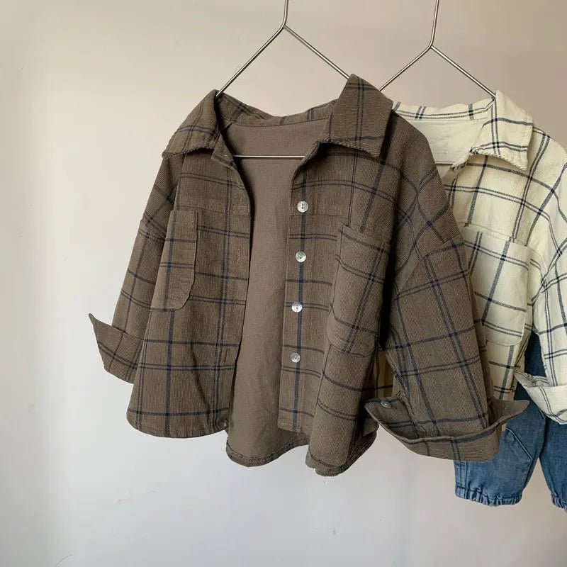 Cozy Cream & Grey Checked Flannel Shirt for Boys - JAC