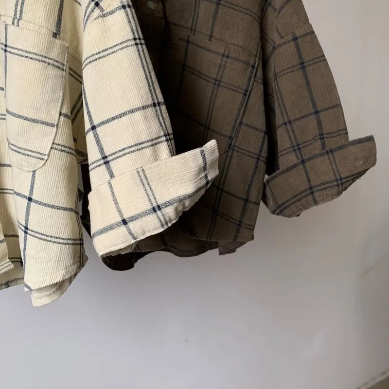 Cozy Cream & Grey Checked Flannel Shirt for Boys - JAC