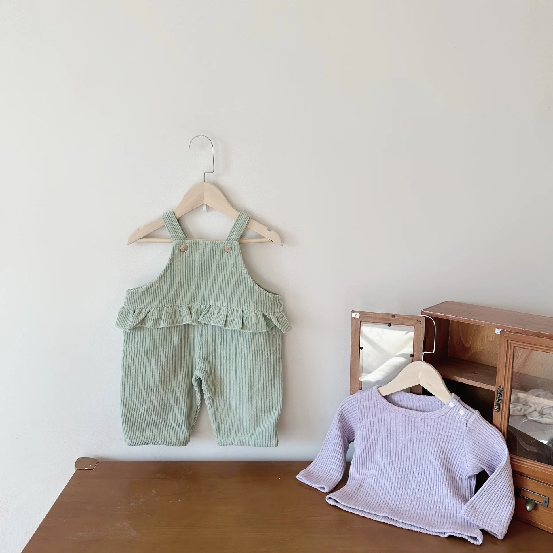 Cozy Green Overalls & Purple Knit Jumper Set for Babies - JAC