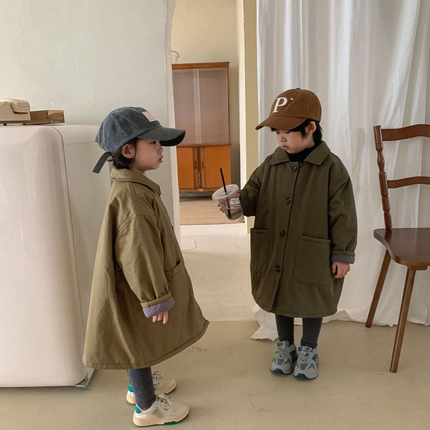 Cozy Kids' Army Green Parka - JAC