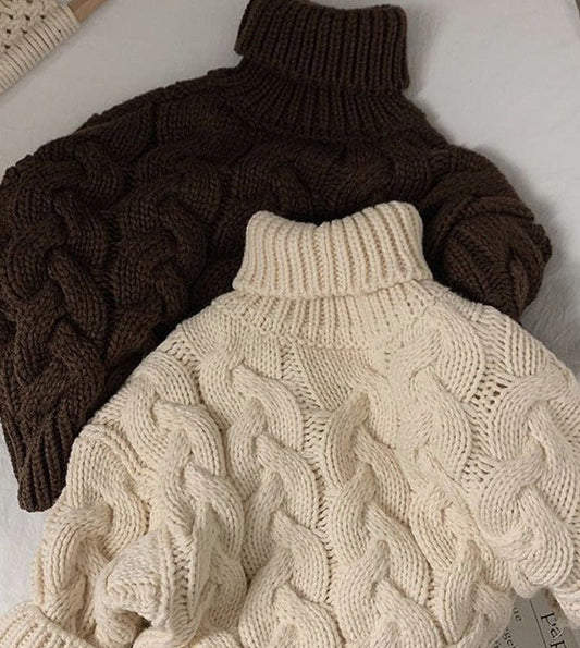 Cozy Kids' Cable Knit Turtleneck Sweater - JAC