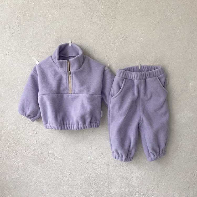 Cozy Kids Fleece Tracksuit Set with Zip - Up Jumper and Joggers - JAC