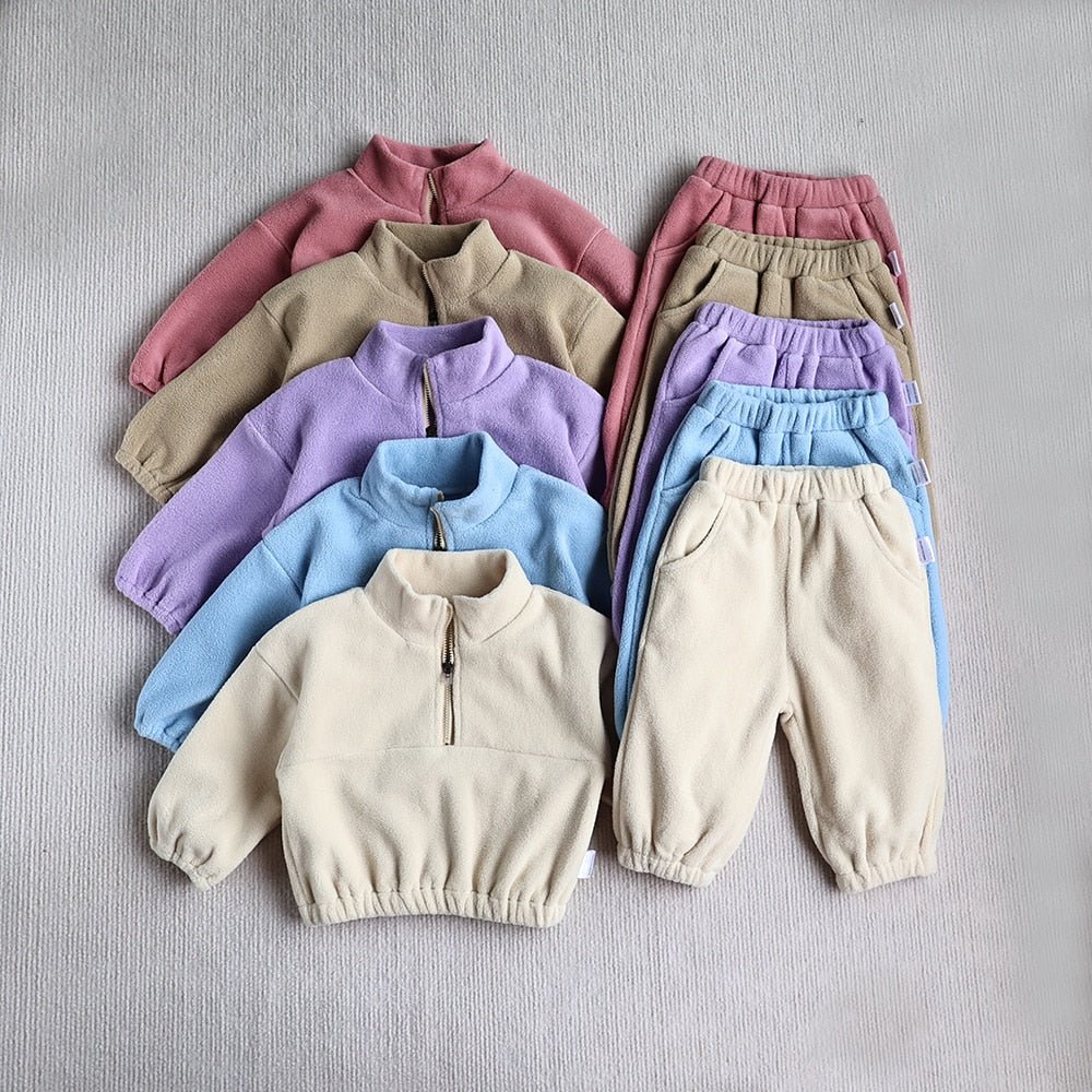 Cozy Kids Fleece Tracksuit Set with Zip - Up Jumper and Joggers - JAC