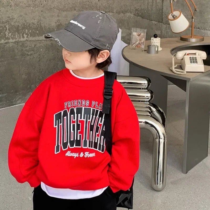 Cozy Kids' Playtime Sweatshirt in Grey & Red - JAC