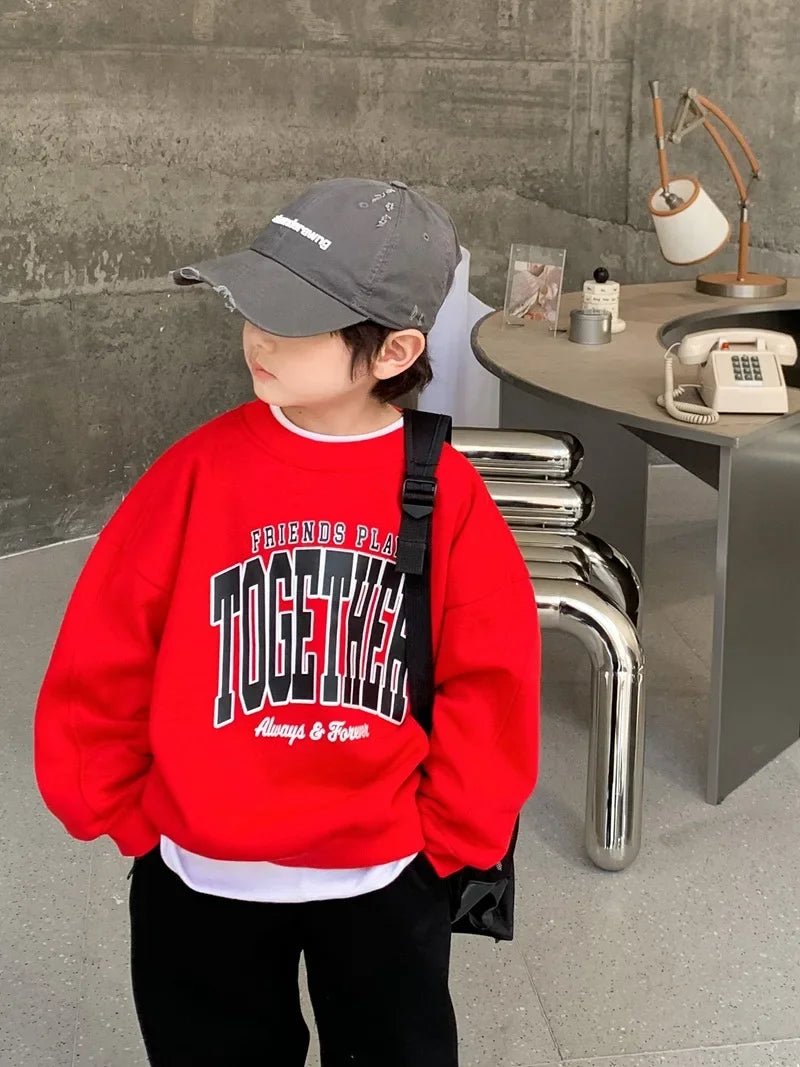 Cozy Kids' Playtime Sweatshirt in Grey & Red - JAC